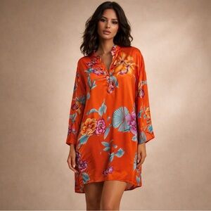 Natori Orange Floral Dress Life of a Showgirl Size Medium